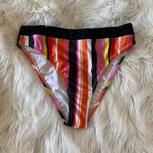 High Rise Dolls Kill Striped Swimsuit Bottoms Size Small Orange Cute Mistake
